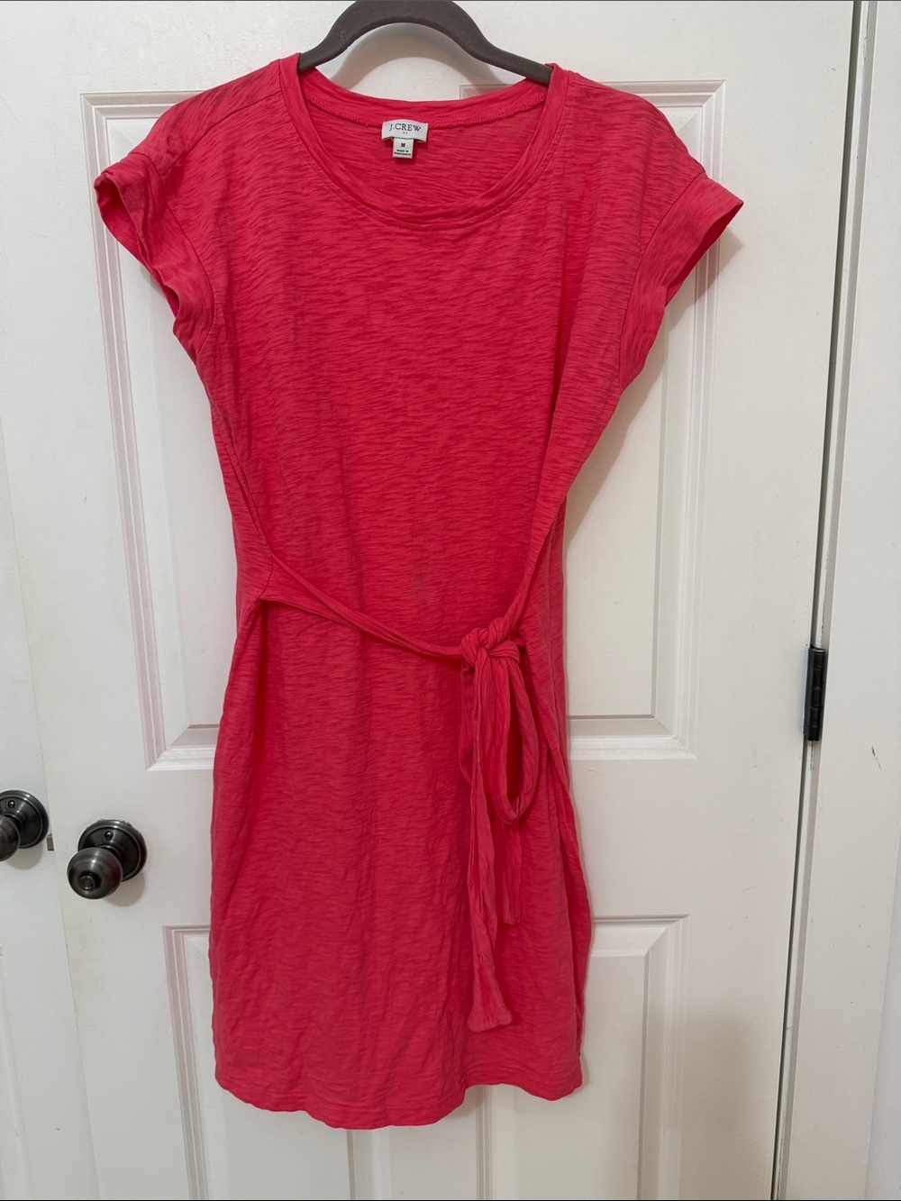 J. Crew short sleeve tie-waist cotton tee dress size medium pink